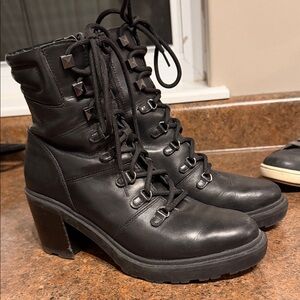 Marc Fisher Black Lace-Up Ankle Boots